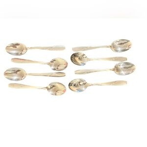 Eight ATOMIC STAR Vintage Wallace Dinner Spoons 1950’s